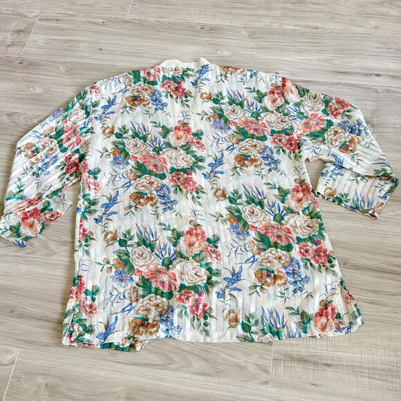 90s Y2K Victorias Secret Gold Label Semi Sheer Floral Pajama Top M - Picture 5 of 7